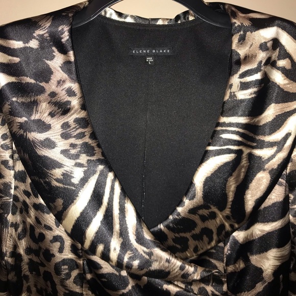 Helene Blake 🐆 Animal Print Size Large Blouse - Picture 4 of 6